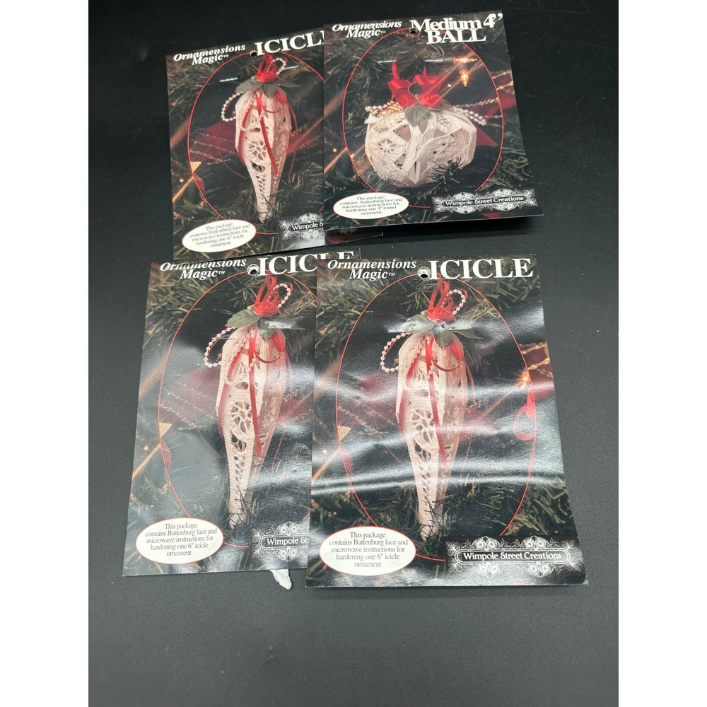 Wimple Street‎ Battenburg Lace Ornament Kits 3 Icicle 1 Ball Christmas DIY Craft